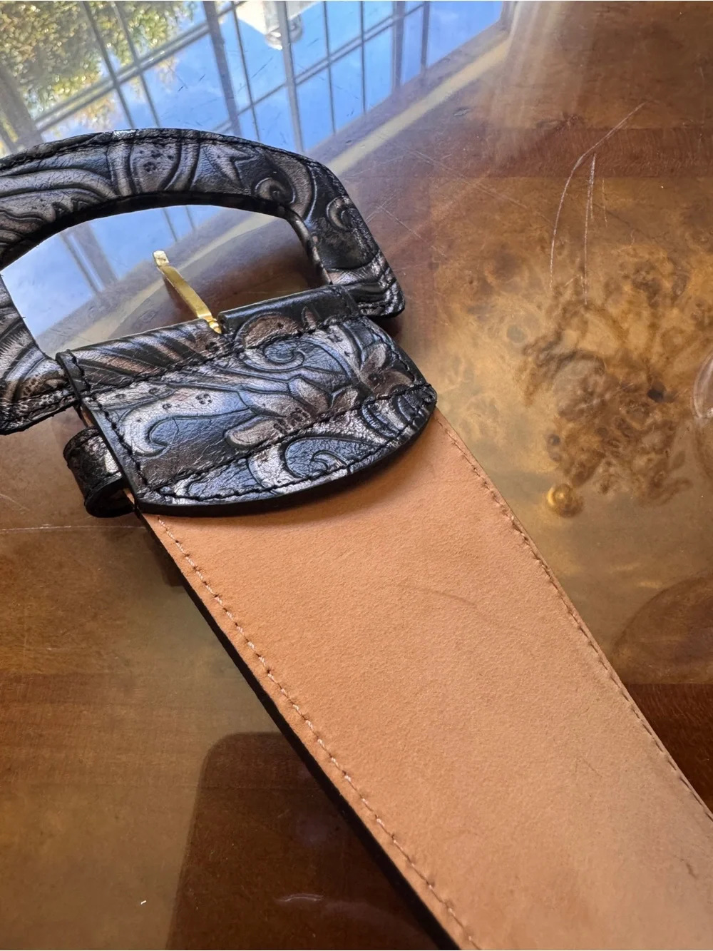 ETRO Milano Brand New Black Wide Embossed Leather Belt Size 75 / Women’s Small